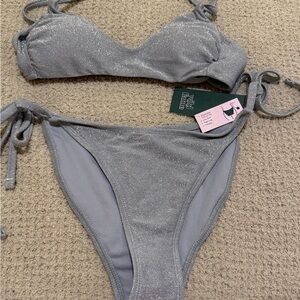 Target Silver Metallic Triangle Bikini Top